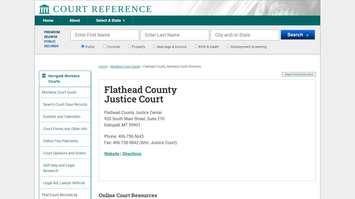 Flathead County Justice Court - Court Records Directory
